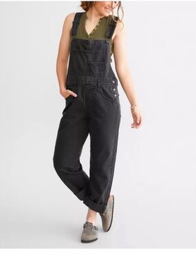 Free People Ziggy Black Denim Overalls